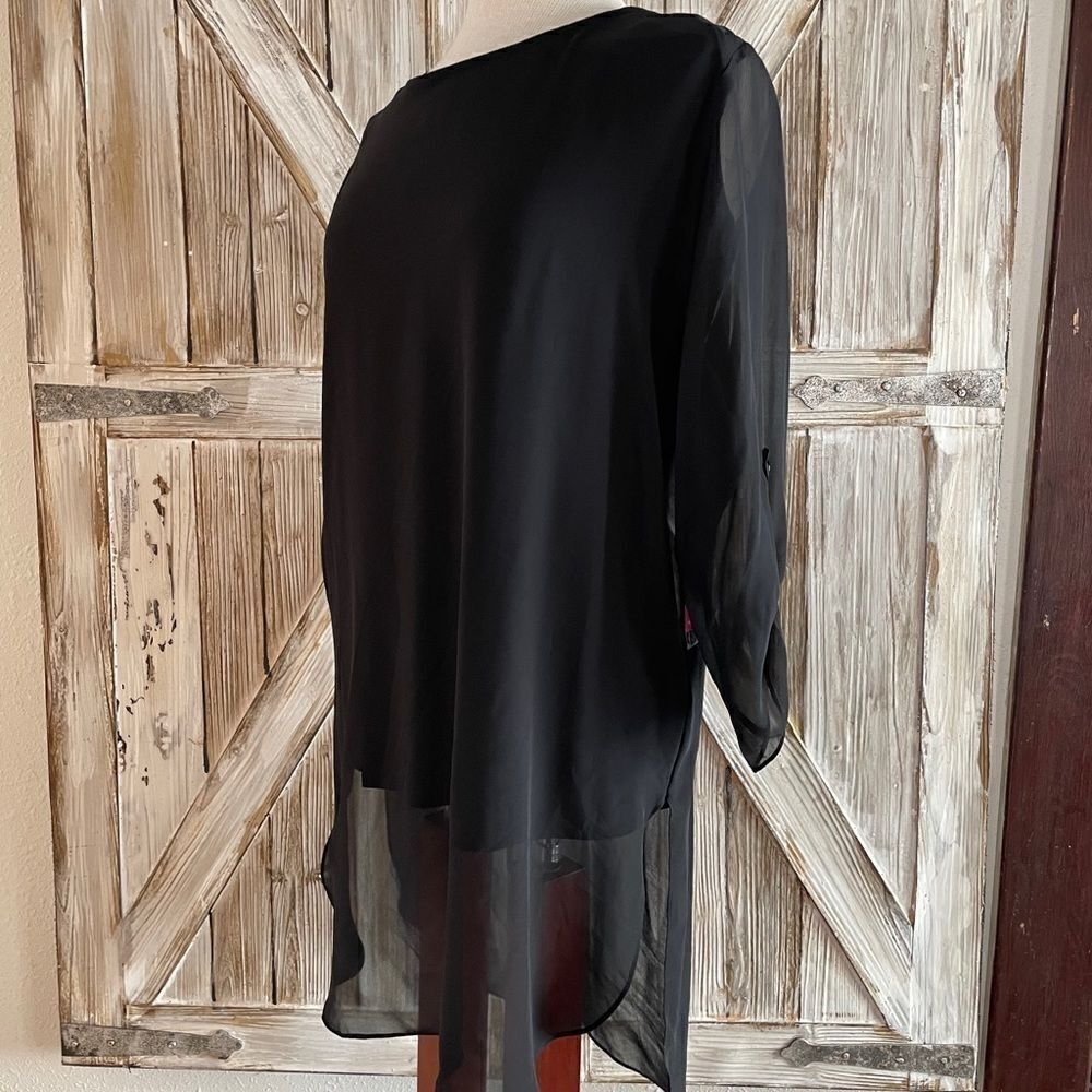 NWT Vince Camuto Sheer Black Over Black Tunic Top